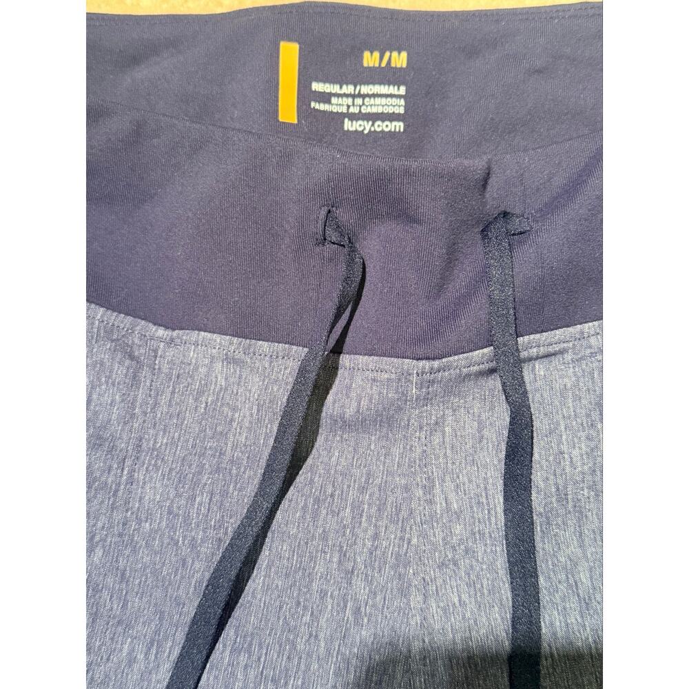 Lucy Activewear Blue Heathered Cinch Ankle Athletic Pants SZ M Drawstring Capris - Picture 3 of 7